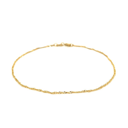 1.0mm 14k Yellow Gold Singapore Bracelet