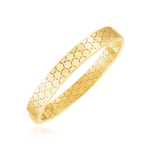 8.9mm 14k Yellow Gold High Polish Honeycomb Bangle