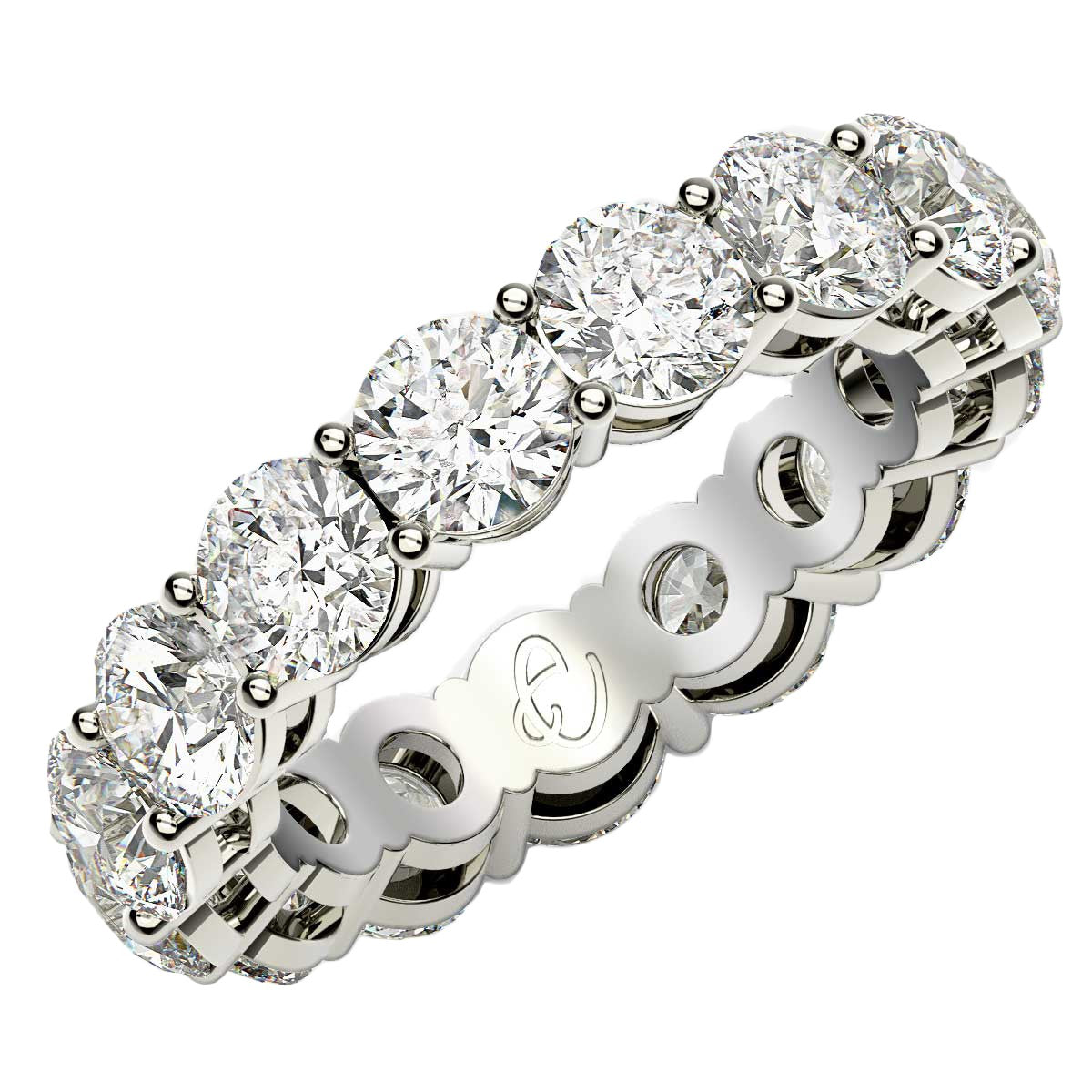 5 cttw Round Cut Lab Grown Diamond Eternity Ring in 14k White Gold (FG/VS2)