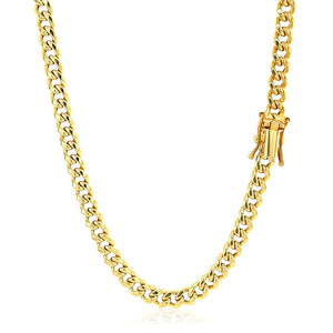 4.5mm 10k Yellow Gold Semi Solid Miami Cuban Chain