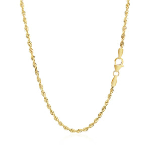 2.5mm 14k Yellow Gold Solid Diamond Cut Rope Chain