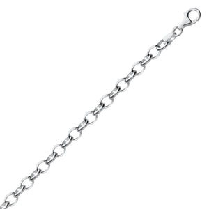 Sterling Silver Polished Charm with Rhodium Plating Bracelet