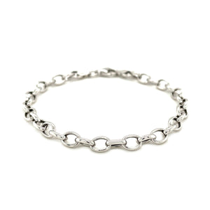 Sterling Silver Polished Charm with Rhodium Plating Bracelet