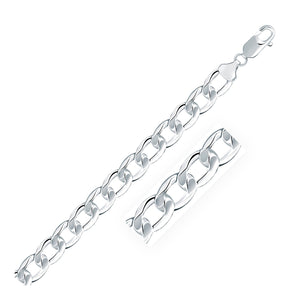 8.4mm Rhodium Plated  Sterling Silver Curb Style Chain