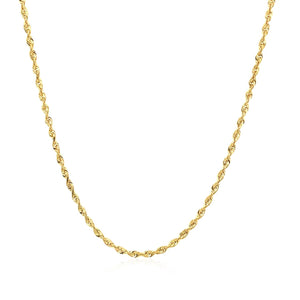 1.5mm 10k Yellow Gold Solid Diamond Cut Rope Chain