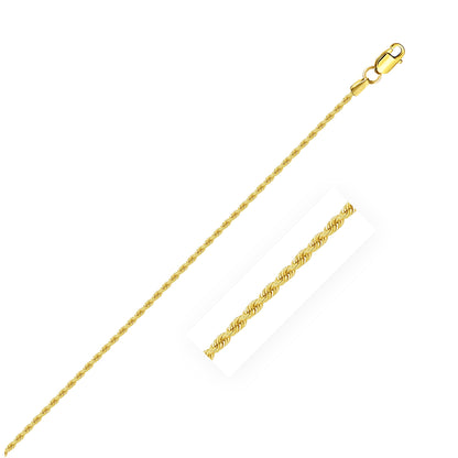 1.25mm 14k Yellow Gold Solid Rope Chain