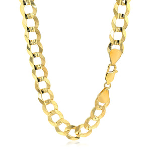 10.0mm 14k Yellow Gold Solid Curb Chain