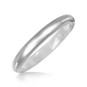 Sterling Silver Dome Style with Rhodium Plating Bangle