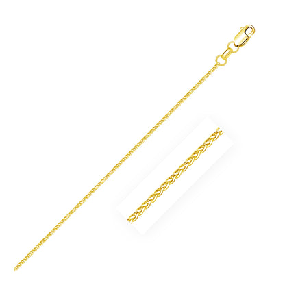 1.1mm 14k Yellow Gold Diamond Cut Round Wheat Chain