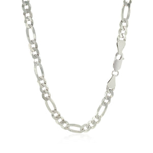 5.5mm Rhodium Plated Sterling Silver Figaro Style Chain