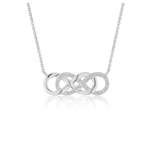 14k White Gold Double Infinity Diamond Pendant Necklace