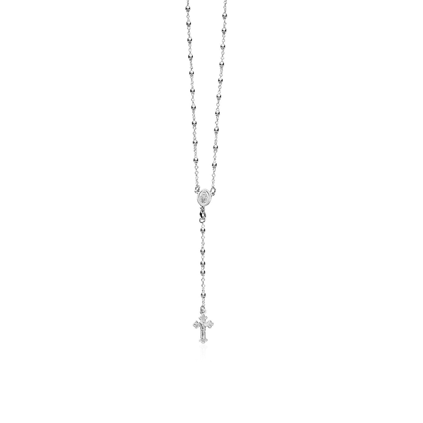 Sterling Silver Fine Rosary Chain and Bead Necklace