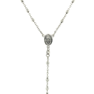 Sterling Silver Fine Rosary Chain and Bead Necklace