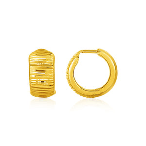 10k Yellow Gold Reversible Textured and Smooth Snuggable Earrings