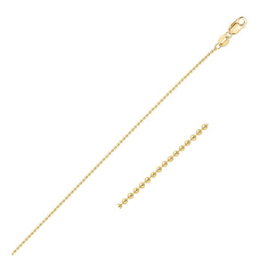 1.0mm 14k Yellow Gold Bead Chain