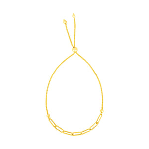 14K Yellow Gold Adjustable with Paperclip Chain Bracelet