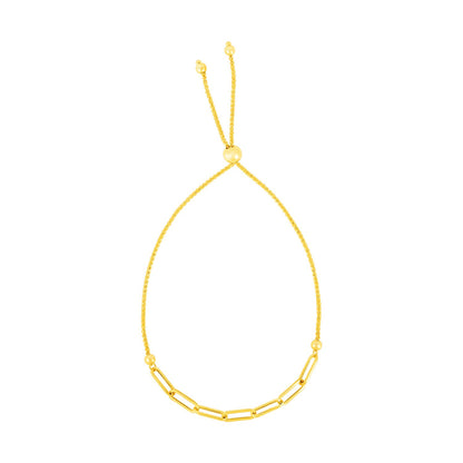 14K Yellow Gold Adjustable with Paperclip Chain Bracelet