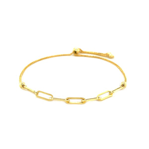 14K Yellow Gold Adjustable with Paperclip Chain Bracelet