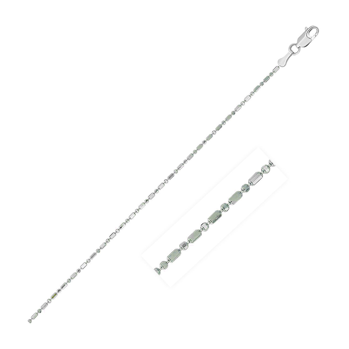 1.0mm 14k White Gold Diamond-Cut Bead Chain