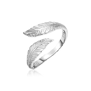 Sterling Silver Bypass  with Leaves Toe Ring