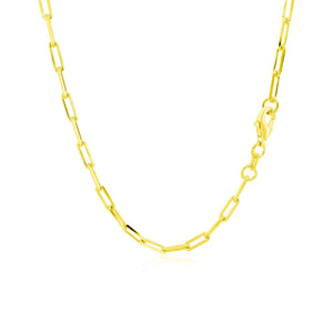 2.5mm 18K Yellow Gold Paperclip Chain