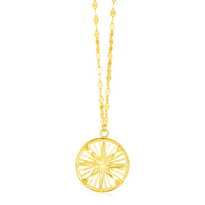 14k Yellow Gold with Compass Pendant Necklace