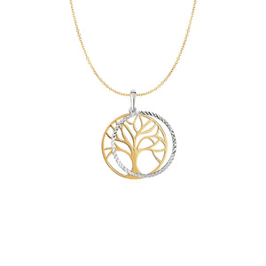 14k Two Tone Gold Two Layer Tree Pendant