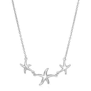 Sterling Silver with Three Starfish Necklace