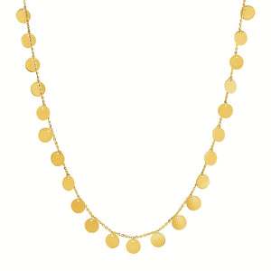 14k Yellow Gold Choker with Polished Discs  Necklace