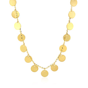 14k Yellow Gold Choker with Polished Discs  Necklace