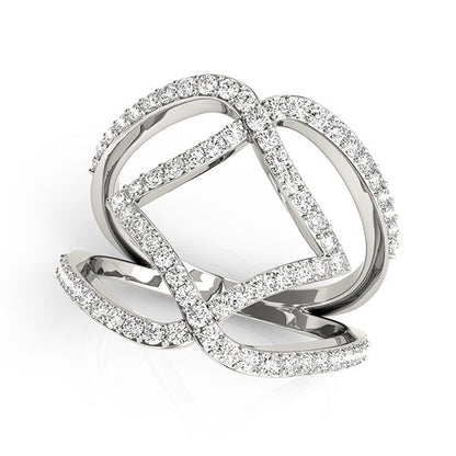 3/4 cttw 14k White Gold Entwined Design Diamond Dual Band Ring