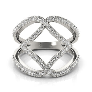 3/4 cttw 14k White Gold Entwined Design Diamond Dual Band Ring