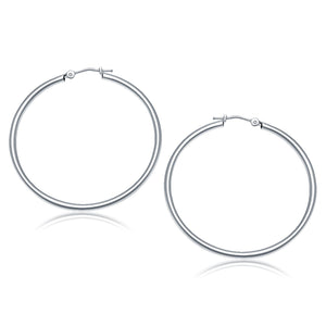 10k White Gold Polished Hoop Earrings