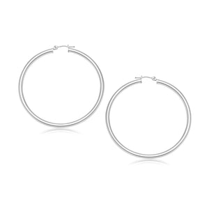 10k White Gold Polished Hoop Earrings