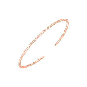 2mm 14k Rose Gold High Polish Bead Cuff Bangle