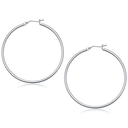 10k White Gold Polished Hoop Earrings