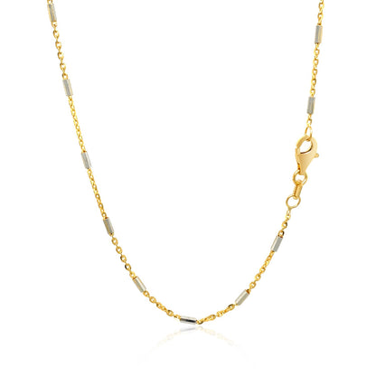 1.4mm 14k Two Tone Gold Bar Links Pendant Chain