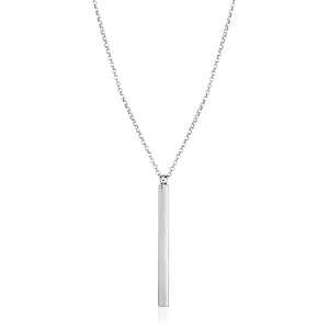 Sterling Silver with Long Polished Bar Pendant Necklace