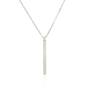 Sterling Silver with Long Polished Bar Pendant Necklace