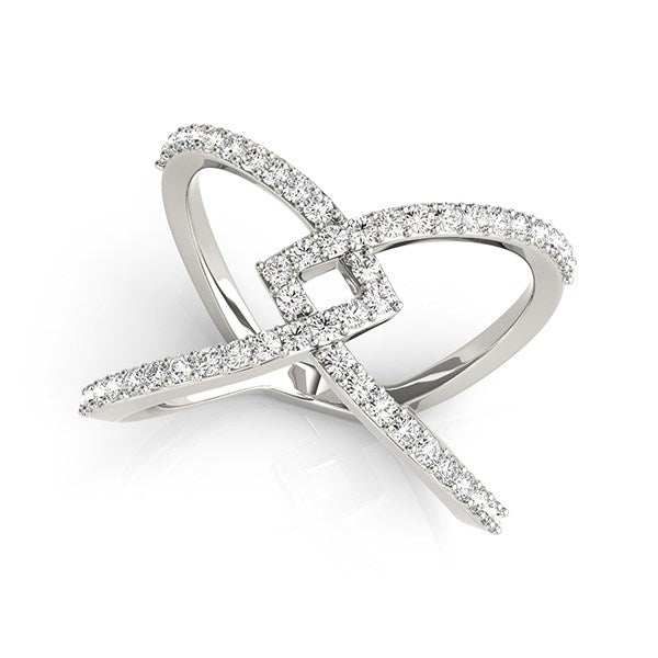 1/2 cttw Fancy Entwined Design Diamond Ring in 14k White Gold