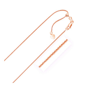 1.0mm 14k Rose Gold Adjustable Wheat Chain