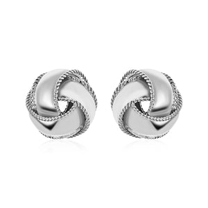 Sterling Silver Textured and Polished Love Knot Earrings