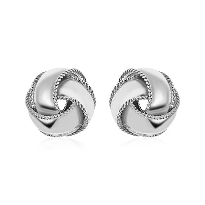 Sterling Silver Textured and Polished Love Knot Earrings