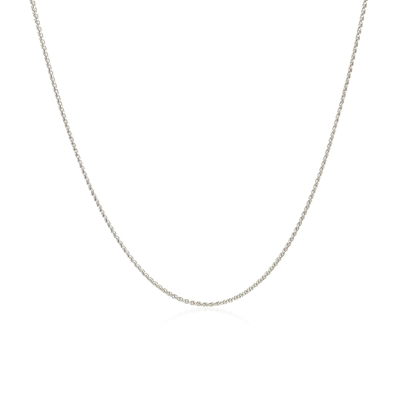 0.6mm 10k White Gold Wheat Chain