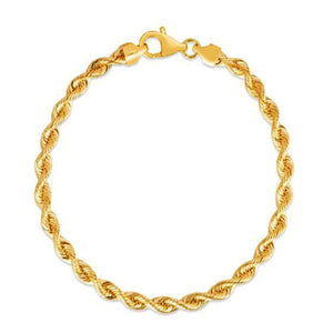 4.3mm 14k Yellow Gold  Silk Rope Chain Bracelet