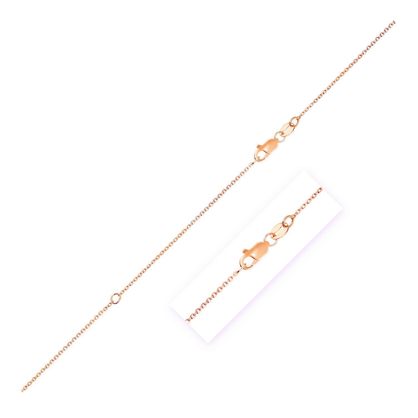 0.85mm 10k Rose Gold Extendable Cable Chain