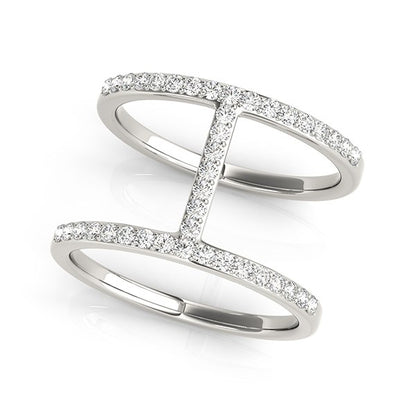 3/8 cttw 14k White Gold Dual Band Bridge Style Diamond Ring