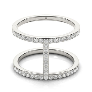 3/8 cttw 14k White Gold Dual Band Bridge Style Diamond Ring