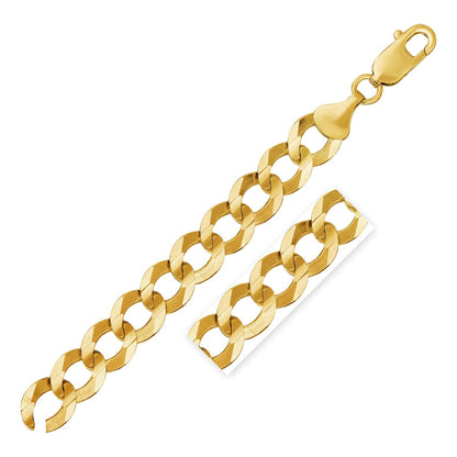 12.18mm 14k Yellow Gold Solid Curb Chain