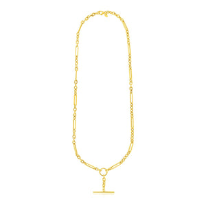 14k Yellow Gold Alternating Oval and Round Chain with Toggle Necklace